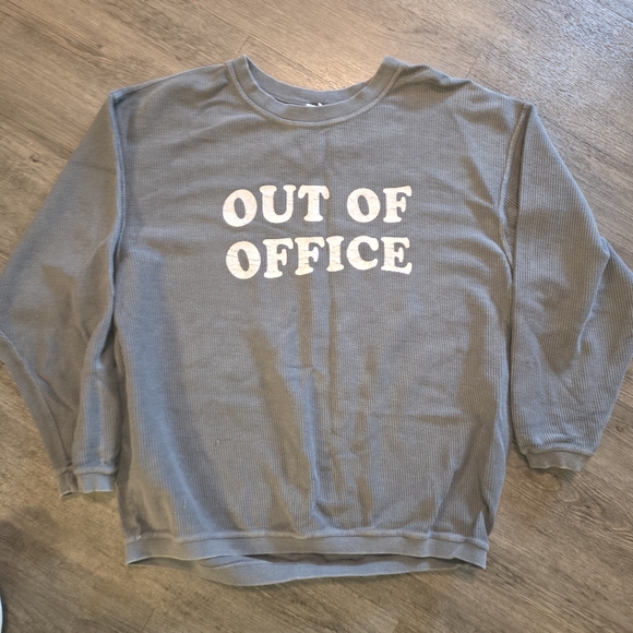 'OUT OF OFFICE' Ribbed Sweatshirt - Picture 1 of 9